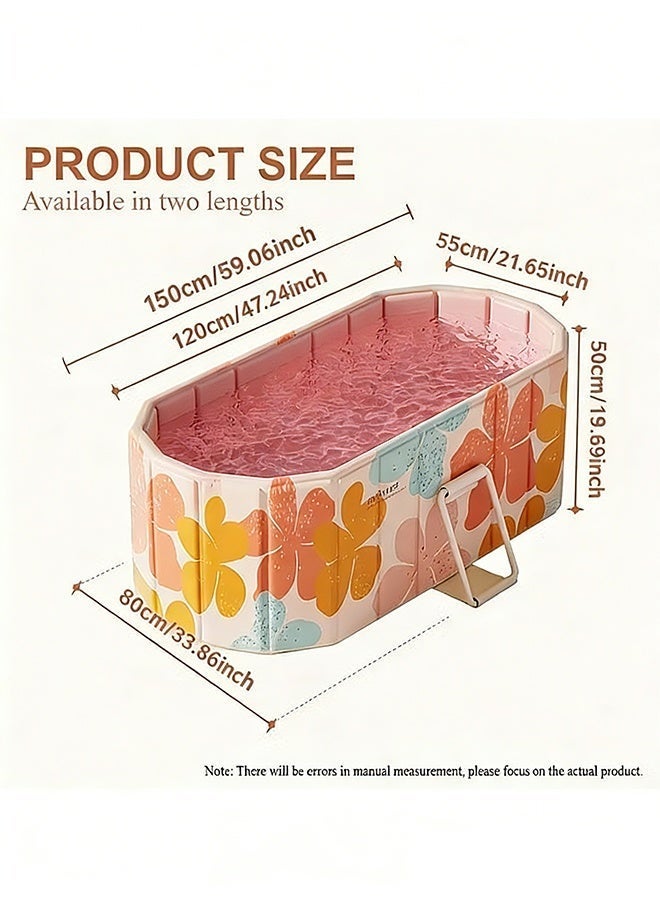 بيوينتي 150 * 55 * 50 سم قابل للطي البالغين حوض الاستحمام ، حوض التغطية المحمولة مع شبكة ألياف PVC قوية ومكافحة الخدش ، مواد مقاومة للماء سميكة ، طلاء الطباعة ، تخزين سهل ، لا تركيب منزل سبا حوض الاستحمام لشخصين بطانات الحمام وأنابيب الصرف للاستخدام المنزلي - Image 3